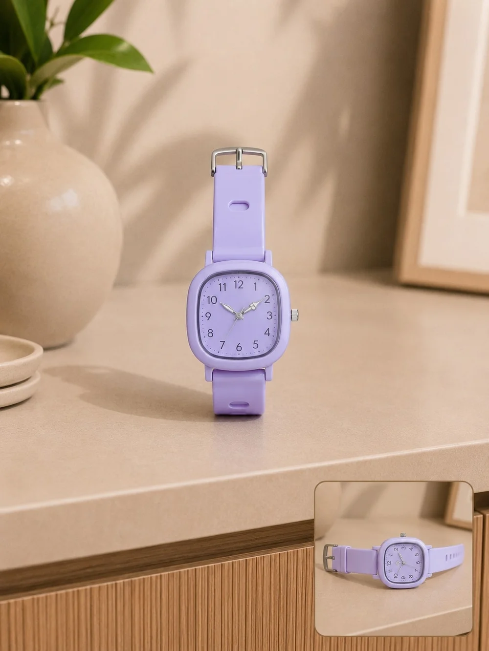 Blue Silicone Square Watch - Unbranded